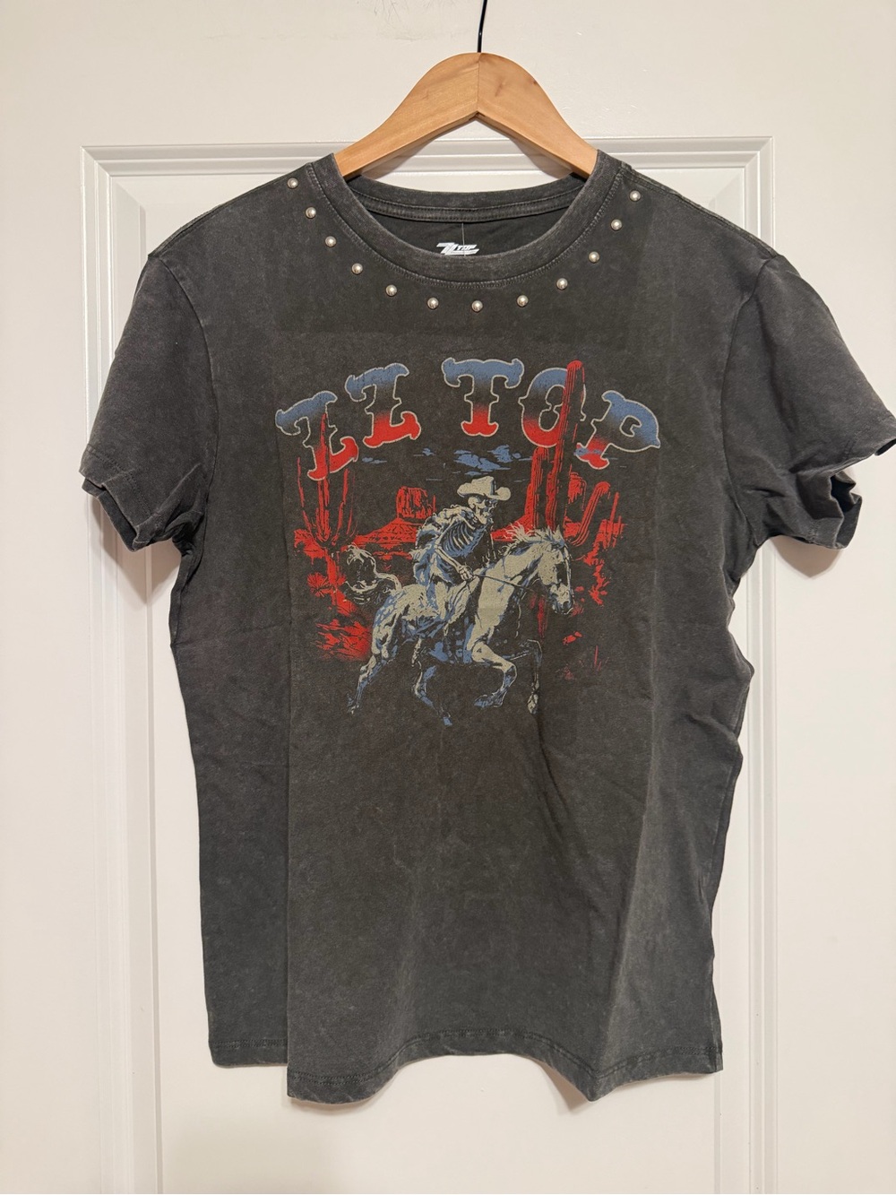 ZZ Top Stud-Trim Black Graphic Western Band Tee Vintage Inspired NWT Small